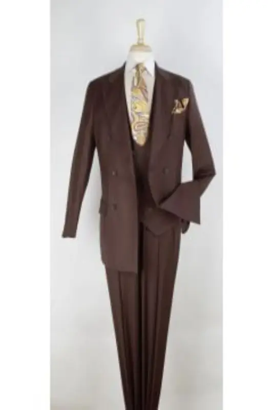 Apollo King Men's 3 Piece 100% Worsted Wool Suit Double Breasted