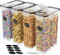 AISOON 8 PCS 4 Pack Airtight Cereal Containers Food Storage Containers & Cereal Dispenser For Pantry Organization Canisters F...