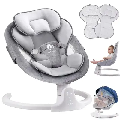 Bluetooth Baby Swing for Infants, Compact & Portable Baby Rocker, 3 Seat Positions, 5 Swing Speed, 10 Lullabies, Remote Contr...