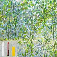 Window Privacy Film, Stain Glass Window Film Rainbow Window Film Window clings Non-Adhesive Reusable Decorative for Room (Lea...