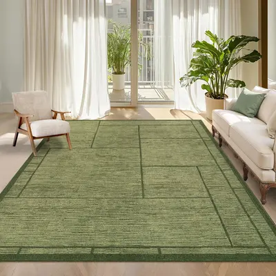 Garvee Washable Geometric Area Rug - Modern Patchwork, Soft Low Pile, Non-Slip, Spot Resistant Collapsible Carpet for Living ...