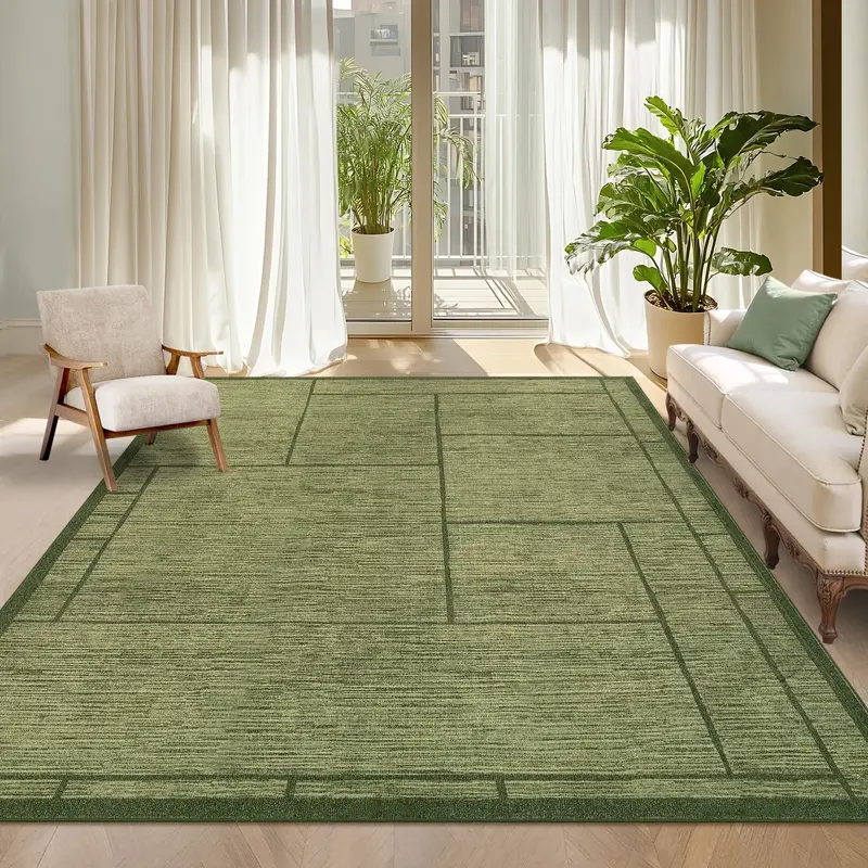 Garvee Washable Geometric Area Rug - Modern Patchwork, Soft Low Pile, Non-Slip, Spot Resistant Collapsible Carpet for Living ...