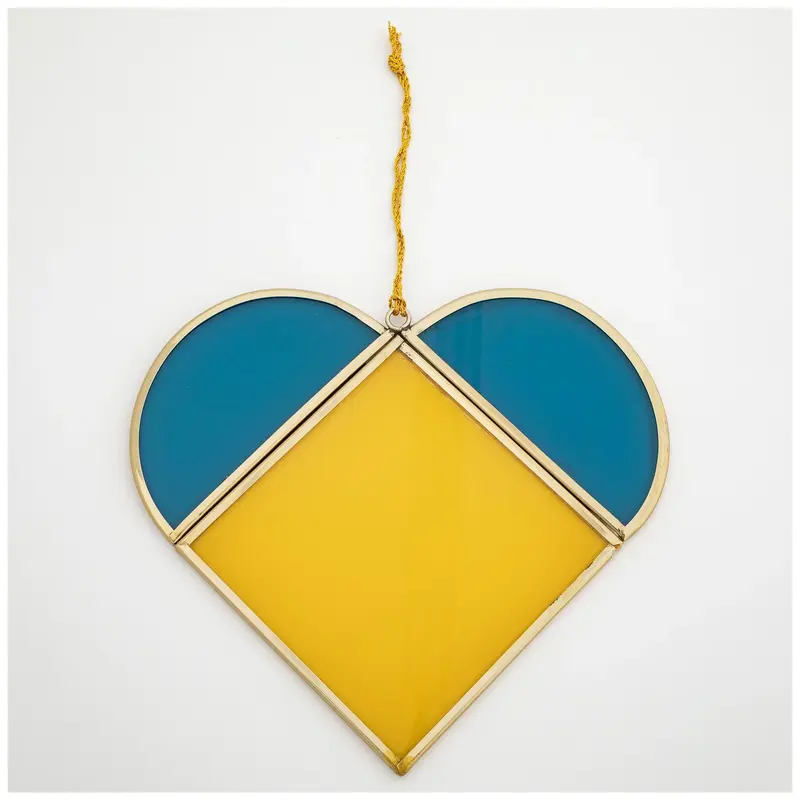 Stand with Ukraine Glass Heart - Ornament