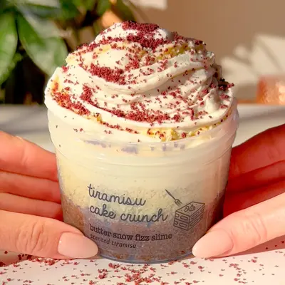 Tiramisu Cake Crunch • Layered Slime (Snow Fizz Slime + Butter Slime) • Tiramisu Scented Slime