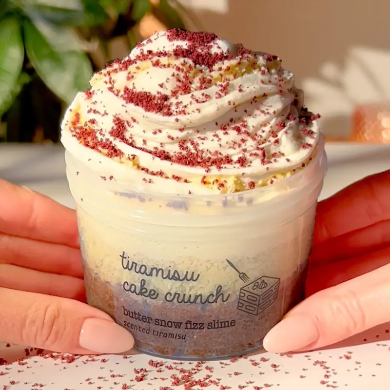 Tiramisu Cake Crunch • Layered Slime (Snow Fizz Slime + Butter Slime) • Tiramisu Scented Slime