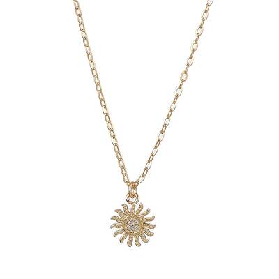 Brass Micro Pave Clear Cubic Zirconia Pendant Necklaces