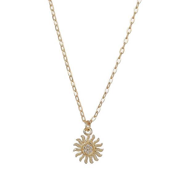 Brass Micro Pave Clear Cubic Zirconia Pendant Necklaces