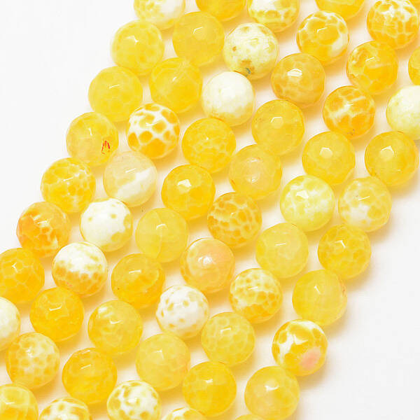 Natural Fire Crackle Agate Bead Strands