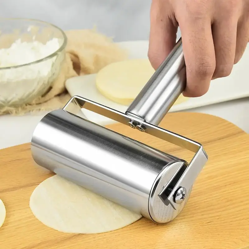 Stainless Steel Rolling Pin, 1 Count Smooth Manual Dough Roller For Baking, Kitchen Baking Utensils