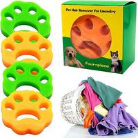 Pet Hair Remover for Washing Machine, 4 Counts/box Double-sided Washable Silicone Pet Hair Remover, Pet Laundry Products, Pe...