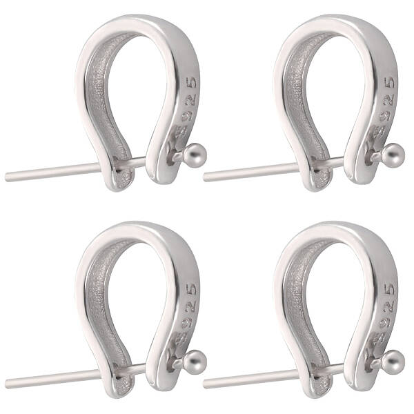 Anti-Tarnish 4Pcs 925 Sterling Silver Teardrop Pendant Bails with Ball Head Pins