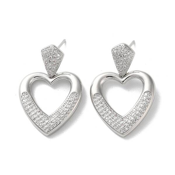 Brass Pave Cubic Zirconia Stud Earrings