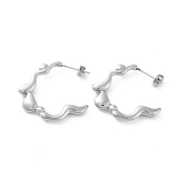 Non-Tarnish 304 Stainless Steel Twist Ring Stud Earrings