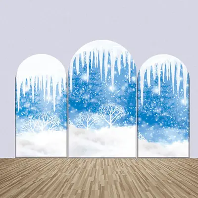 Ice Pick Snow Scene Bokeh Winter Arch Bakcdrop Kit - Aperturee