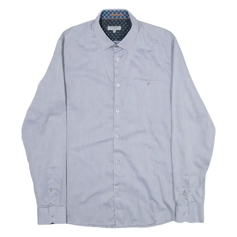 TED BAKER Mens Plain Shirt Grey Long Sleeve M