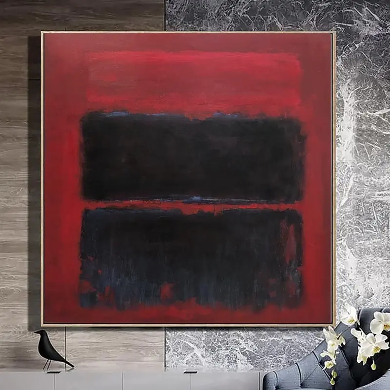 Abstract Red And Black Painting Mark Rothko Canvas Wall Art Textured Fine Art Modern Painting Handmade Art Mark Rothko Style ...