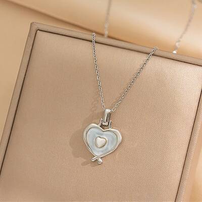 Heart 304 Stainless Steel Cat Eye Pendant Necklaces for Women