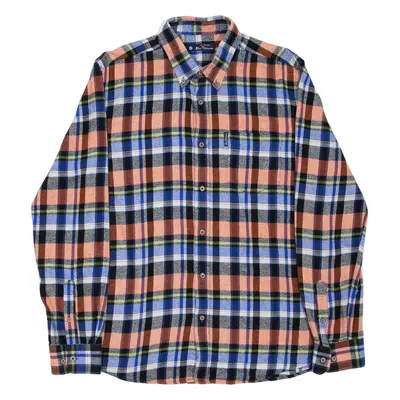 BEN SHERMAN Mens Flannel Shirt Blue Check Long Sleeve M
