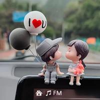 Cute Cartoon Couple Design Car Ornament, 1 Pair Dashboard Decoration, Car Interior Accessories For Girls Gifts