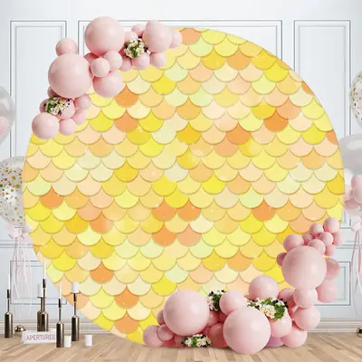 Aperturee Gold Spot Black Round Happy Birthday Backdrop | Circle Party Backdrop | Birthday Backdrop Ideas | Circular Birthday...