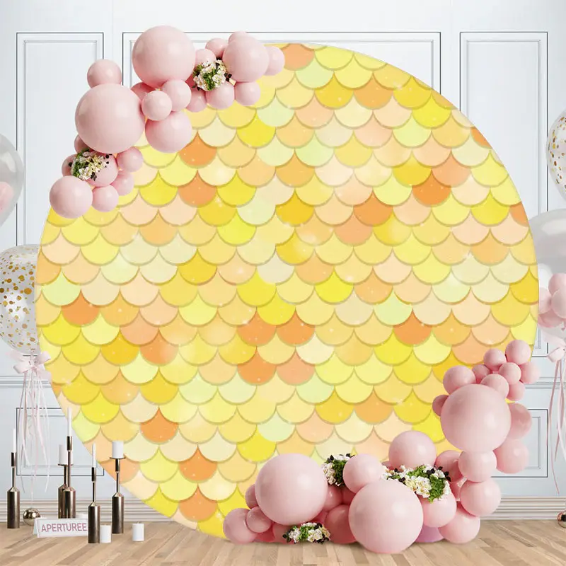 Aperturee Gold Spot Black Round Happy Birthday Backdrop | Circle Party Backdrop | Birthday Backdrop Ideas | Circular Birthday...