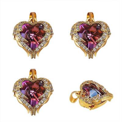 4Pcs Brass Rhinestone Pendants