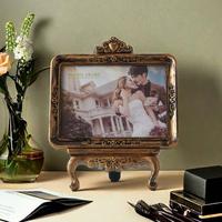 Vintage Photo Frame, 1 Count Flower Design Photo Frame, Picture Frame, Desktop Decoration for Home Living Room Office, Home D...