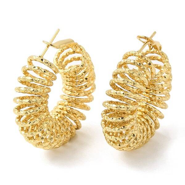 PVD Vacuum Plating 201 Stainless Steel Vortex Hoop Earrings with 304 Stainless Steel Pins