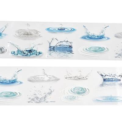 Spray Wave Waterproof PET Decorative Stickers