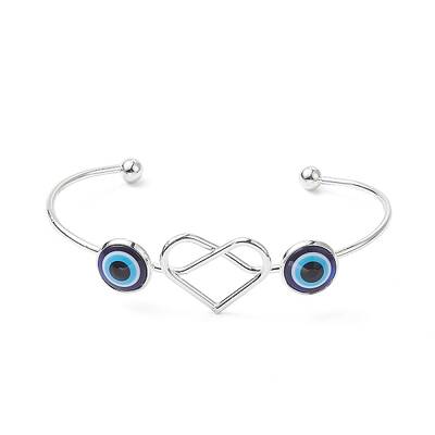 Resin Evil Eye with Heart Cuff Bangle