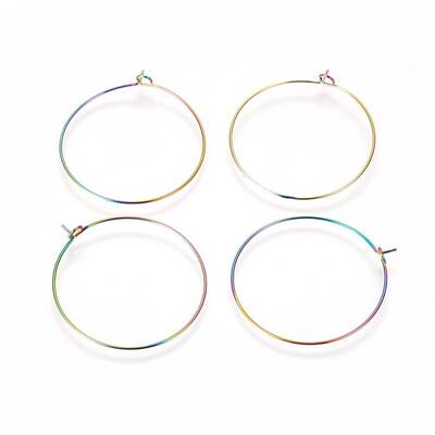 Ion Plating(IP) 304 Stainless Steel Hoop Earrings Findings