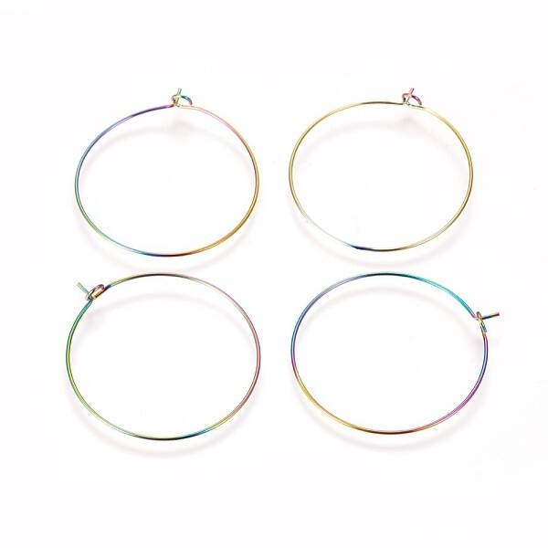 Ion Plating(IP) 304 Stainless Steel Hoop Earrings Findings