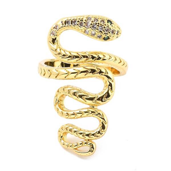 Brass Micro Pave Cubic Zirconia Cuff Rings
