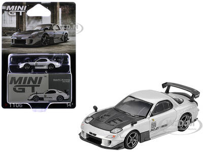 Mazda RX-7 RE-Amemiya Silver Metallic with Matt Black Hood Limited Edition 1/64 Diecast Model Car by Mini GT