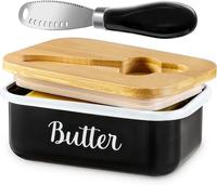 Butter Dish with Lid and Butter Curler Knife for Countertop - Unbreakable Metal Keeper Container with High-quality Double Sil...
