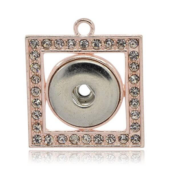 Champagne Gold Tone Alloy Rhinestone Brass Snap Pendant Making