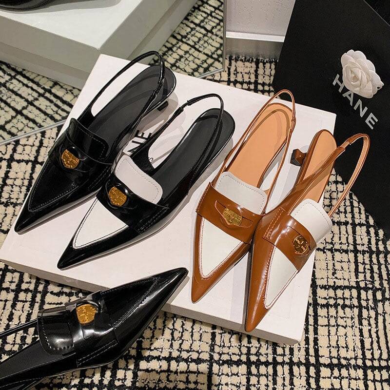 CHIKO Daelynn Pointy Toe Kitten Heels Slingback Shoes