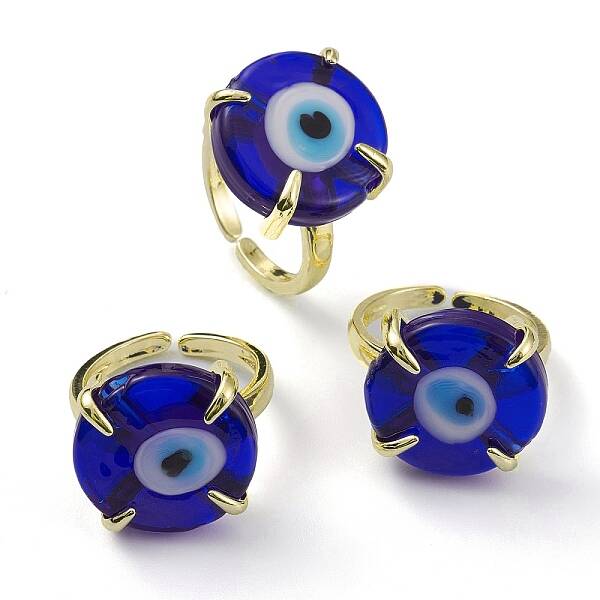 Lampwork Evil Eye Open Cuff Ring