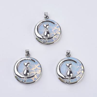 Opalite Kitten Pendants