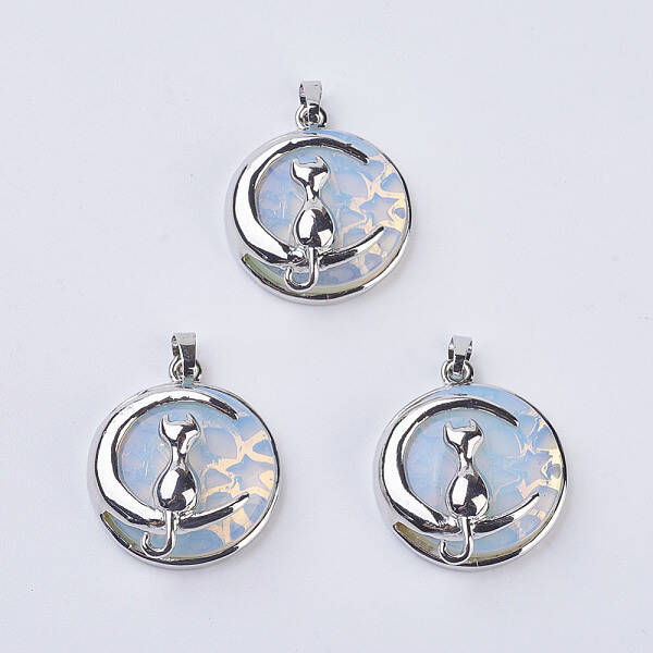 Opalite Kitten Pendants