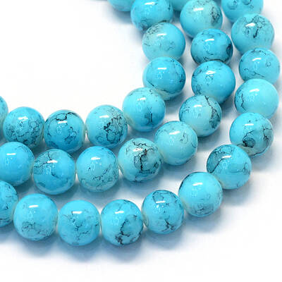 Baking Painted Glass Round Bead Strands