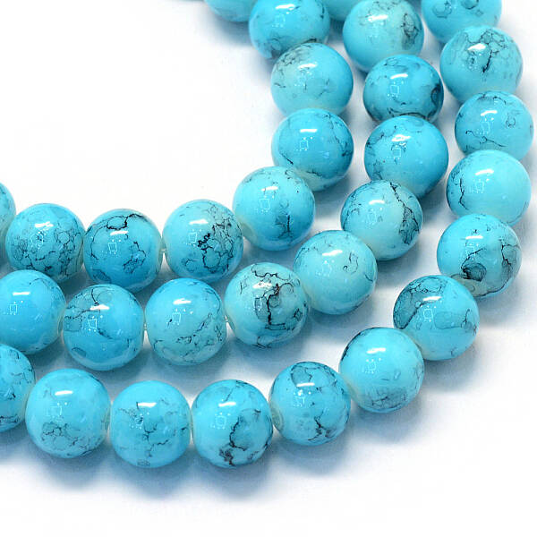 Baking Painted Glass Round Bead Strands