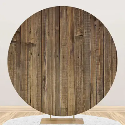Round Vintage Vertical Plank Wood Birthday Backdrop - Aperturee