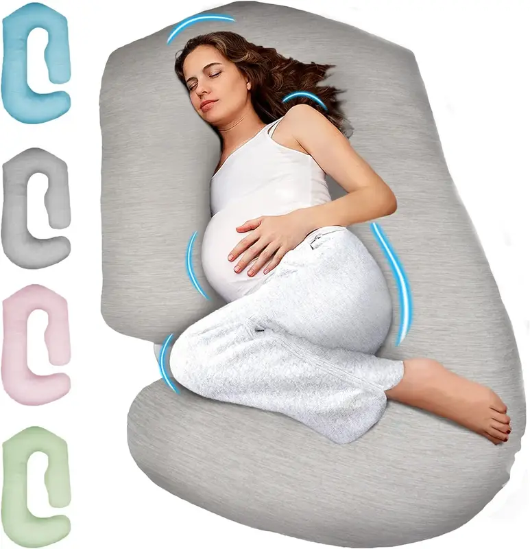 Pregnancy Sleep Pillow - V C U Shape Full Body Pillow with Removable Cover, 57 Inch Cooling Pregnancy Pillow for Side Sleeper...