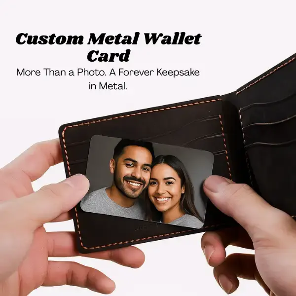 Custom Metal Wallet Card - Personalized Photo Gift for Him & Her  - Unique Keepsake in Metal
