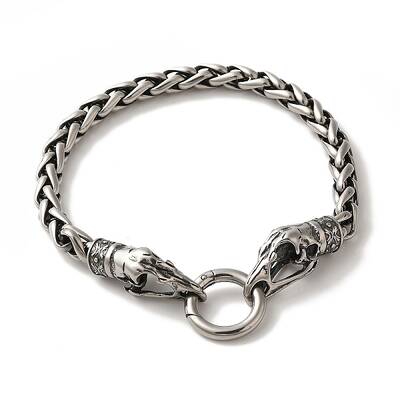 316 Surgical Stainless Steel Wheat Chain Viking Raven Skull Bracelets