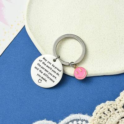 201 Stainless Steel & Alloy Enamel Keychain