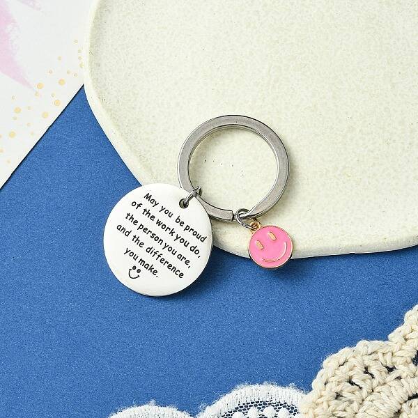 201 Stainless Steel & Alloy Enamel Keychain