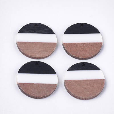 Tri-color Resin & Walnut Wood Pendants
