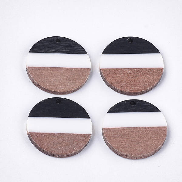 Tri-color Resin & Walnut Wood Pendants